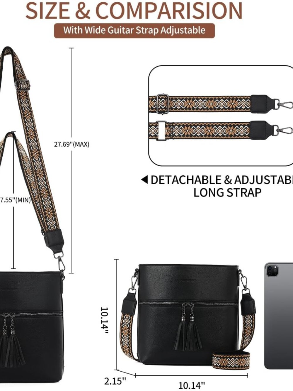 Crossbody Bags For Women Multi Zipper Pockets Shoulder Handbags Lightweight Medi View 5